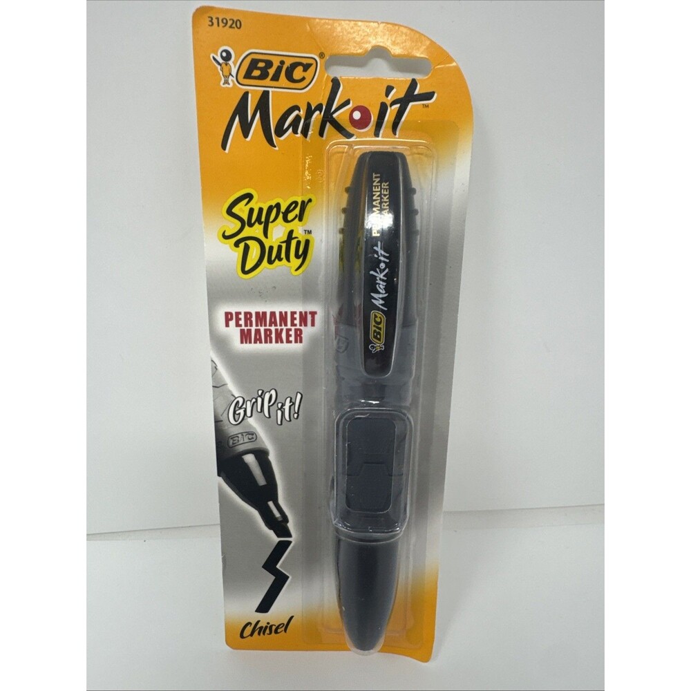 Bic Mark It Super Duty Permanent Marker Grip It Chisel Tip - New Sealed - Rare